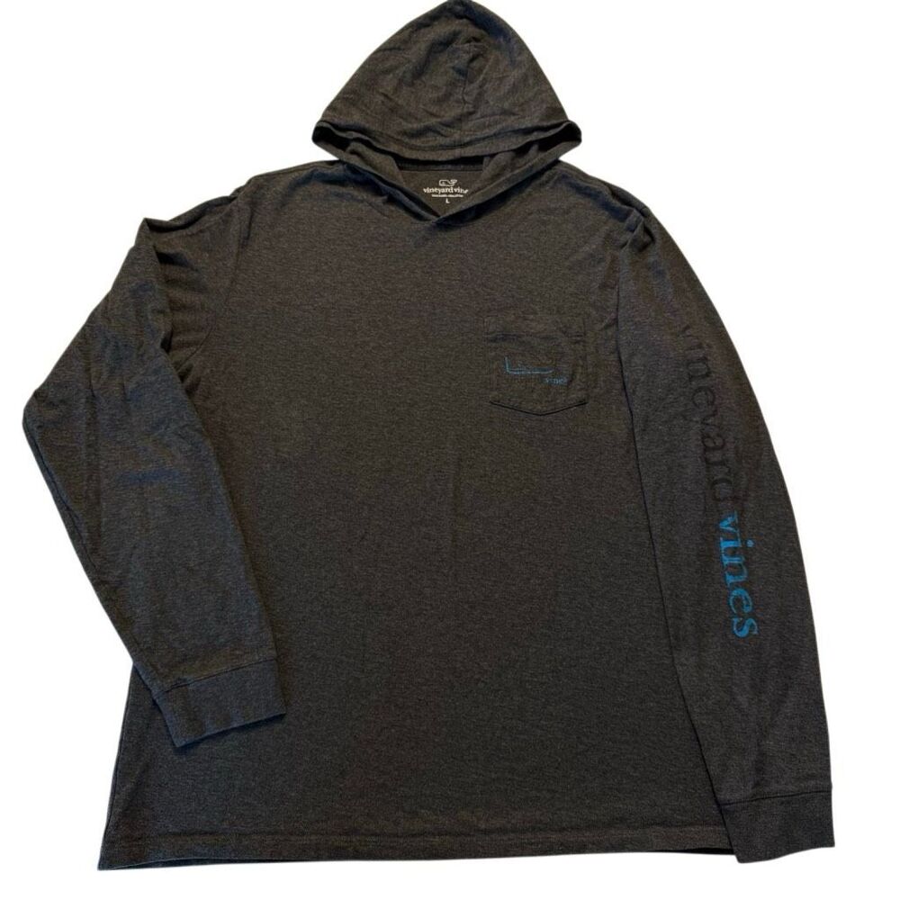 Vineyard Vines | Hooded Long Sleeve Pocket Tee | Charcoal Gray | Size L